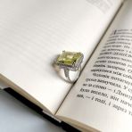 Серебряное кольцо Tiva с Натуральным зеленим кварцем 14.86ct, фианитами, вес изделия 8,17 гр (2162285) 18 размер