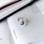 Серебряное кольцо Tiva с натуральным сапфиром 1.729ct, фианитами, вес изделия 4,13 гр (2162629) 17 размер