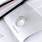 Серебряное кольцо Tiva с натуральным сапфиром 1.729ct, фианитами, вес изделия 4,13 гр (2162629) 17 размер