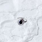 Серебряное кольцо Tiva с натуральным сапфиром 1.729ct, фианитами, вес изделия 4,13 гр (2162629) 17 размер