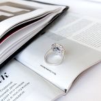 Серебряное кольцо Tiva с натуральным сапфиром 4.95ct, фианитами, вес изделия 6,02 гр (2162704) 17.5 размер