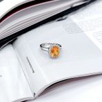 Серебряное кольцо Tiva с Натуральным золотим кварцем 2.937ct, фианитами, вес изделия 3,74 гр (2163350) 17.5 размер