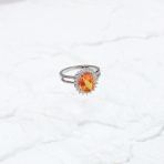 Серебряное кольцо Tiva с Натуральным золотим кварцем 2.937ct, фианитами, вес изделия 3,74 гр (2163350) 17.5 размер