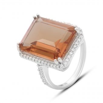 Серебряное кольцо Tiva с Султанит султанитом 15.32ct, вес изделия 7,23 гр (2163886) 17.5 размер