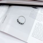 Серебряное кольцо Tiva с натуральным сапфиром 2.44ct, фианитами, вес изделия 2,18 гр (2165033) 17.5 размер