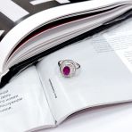 Серебряное кольцо Tiva с натуральным рубином 2.03ct, фианитами, вес изделия 4,07 гр (2165125) 17 размер