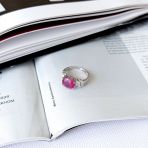 Серебряное кольцо Tiva с натуральным рубином 3.133ct, фианитами, вес изделия 3,17 гр (2165248) 17 размер