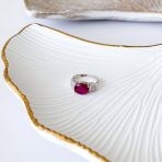 Серебряное кольцо Tiva с натуральным рубином 3.133ct, фианитами, вес изделия 3,17 гр (2165248) 17 размер