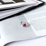 Серебряное кольцо Tiva с натуральным рубином 2.633ct, фианитами, вес изделия 3,2 гр (2165316) 17.5 размер