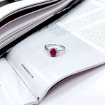 Серебряное кольцо Tiva с натуральным рубином 1.92ct, фианитами, вес изделия 2,3 гр (2165613) 17.5 размер