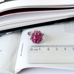 Серебряное кольцо Tiva с натуральным рубином 4.895ct, фианитами, вес изделия 5,95 гр (2165637) 18.5 размер