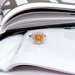 Серебряное кольцо Tiva с Натуральным золотим кварцем 4.735ct, фианитами, вес изделия 5,01 гр (2165729) 18.5 размер