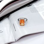 Серебряное кольцо Tiva с Натуральным золотим кварцем 7.153ct, фианитами, вес изделия 5,57 гр (2165767) 18.5 размер