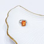 Серебряное кольцо Tiva с Натуральным золотим кварцем 7.153ct, фианитами, вес изделия 5,57 гр (2165767) 18.5 размер