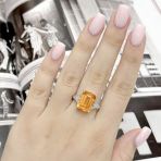 Серебряное кольцо Tiva с Натуральным золотим кварцем 7.153ct, фианитами, вес изделия 5,57 гр (2165767) 18.5 размер