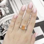 Серебряное кольцо Tiva с Натуральным золотим кварцем 3.657ct, фианитами, вес изделия 3,68 гр (2165828) 17.5 размер