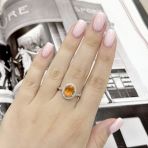 Серебряное кольцо Tiva с Натуральным золотим кварцем 2.973ct, фианитами, вес изделия 3,46 гр (2165866) 17 размер