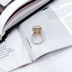 Серебряное кольцо Tiva с Натуральным золотим кварцем 15.478ct, фианитами, вес изделия 8,47 гр (2165880) 18 размер