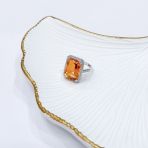 Серебряное кольцо Tiva с Натуральным золотим кварцем 15.478ct, фианитами, вес изделия 8,47 гр (2165880) 18 размер