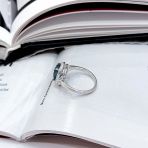 Серебряное кольцо Tiva с топазом Лондон Блю 3.02ct, вес изделия 3,71 гр (2166917) 18.5 размер