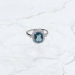 Серебряное кольцо Tiva с топазом Лондон Блю 3.02ct, вес изделия 3,71 гр (2166917) 18.5 размер