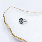 Серебряное кольцо Tiva с натуральным топазом Лондон Блю 2.9ct, сапфиром, вес изделия 4,5 гр (2168577) 18 размер