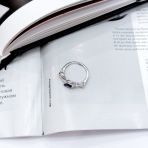 Серебряное кольцо Tiva с натуральным сапфиром 0.62ct, фианитами, вес изделия 2,34 гр (2168782) 17 размер