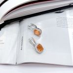 Серебряные серьги Tiva с Натуральным золотим кварцем 5.971ct, фианитами (2165538)