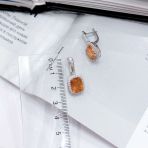 Серебряные серьги Tiva с Натуральным золотим кварцем 5.971ct, фианитами (2165538)