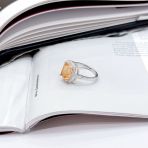 Серебряное кольцо Tiva с Натуральным золотим кварцем 3.33ct, фианитами, вес изделия 3,51 гр (2165514) 18 размер