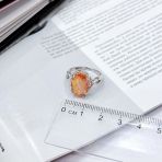 Серебряное кольцо Tiva с Натуральным золотим кварцем 4.448ct, фианитами, вес изделия 4,73 гр (2165576) 17.5 размер