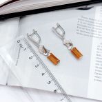 Серебряные серьги Tiva с Натуральным золотим кварцем 5.58ct, фианитами (2165781)