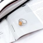 Серебряное кольцо Tiva с Натуральным золотим кварцем 3.33ct, фианитами, вес изделия 3,25 гр (2165514) 17 размер