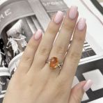 Серебряное кольцо Tiva с Натуральным золотим кварцем 4.448ct, фианитами, вес изделия 4,58 гр (2165576) 18 размер