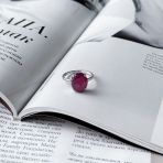 Серебряное кольцо Tiva с натуральным рубином 3.8ct, вес изделия 2,81 гр (2053989) 17.5 размер