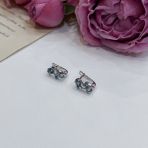 Серебряные серьги Tiva с искуственным топазом Лондон Блю 1.708ct, танзанитом nano (2174691)