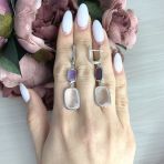 Серебряные серьги Tiva с натуральным розовым кварцем 13.379ct, аметистом (2070122)