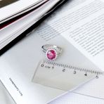 Серебряное кольцо Tiva с натуральным рубином 4.043ct, фианитами, вес изделия 3,53 гр (2165088) 17 размер