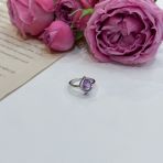 Серебряное кольцо Tiva с натуральным аметистом 0.4ct, вес изделия 3,08 гр (2171812) 18 размер