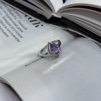 Серебряное кольцо Tiva с натуральным аметистом 0.4ct, вес изделия 3,08 гр (2171812) 18 размер