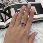 Серебряное кольцо Tiva с натуральным аметистом 0.4ct, вес изделия 3,08 гр (2171812) 18 размер