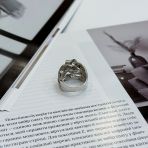 Серебряное кольцо Tiva с фианитами, емаллю, вес изделия 9,95 гр (2175254) 18.5 размер