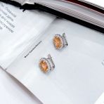 Серебряные серьги Tiva с Натуральным золотим кварцем 6.17ct, фианитами (2163343)