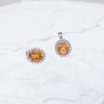 Серебряные серьги Tiva с Натуральным золотим кварцем 6.17ct, фианитами (2163343)