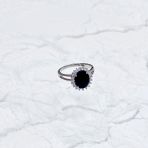 Серебряное кольцо Tiva с натуральным сапфиром 3.717ct, фианитами, вес изделия 3,28 гр (2168751) 17.5 размер