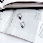 Серебряные серьги Tiva с натуральным сапфиром 1.262ct, фианитами (2168812)