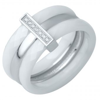 Серебряное кольцо Tiva с керамикой, вес изделия 7,21 гр (0481791) 18 размер