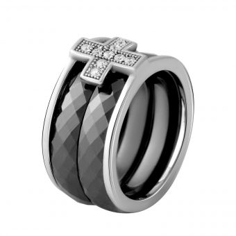 Серебряное кольцо Tiva с керамикой, вес изделия 8,77 гр (1150306) 18.5 размер