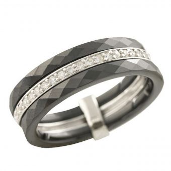 Серебряное кольцо Tiva с керамикой, вес изделия 5,74 гр (1223635) 18 размер