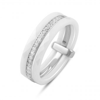 Серебряное кольцо Tiva с керамикой, вес изделия 4,83 гр (1223666) 18 размер